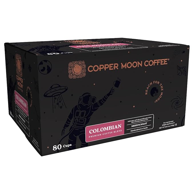 Copper Moon Single Serve Coffee Pods For Keurig K-Cup Brewers, Medium Roast, Colombian Blend, 80 Count (Pack of 2)