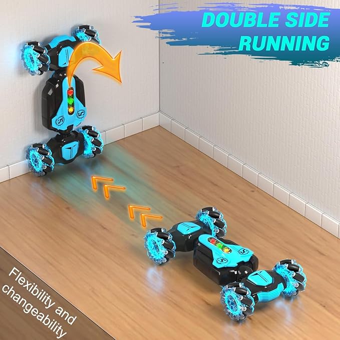 Gesture Sensing Rc Stunt Car,Remote Control Transform Car 2.4ghz 4WD 360ยฐ Rotating Drift RC Cars with Lights & Music,Kids Toys for Boys 6-8,Ideas Gifts for Kids Age 5 7 9 10 11 12 Years Old