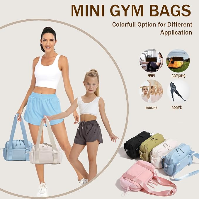 Mini Gym Bag for Women, Small Tote bag with Wet Compartment and Toiletry Bag for Yoga, Pilates, Swimming