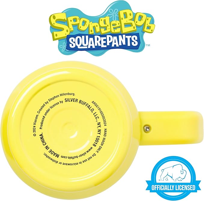 Silver Buffalo SpongeBob SquarePants Stainless Steel Tumbler with Handle, Fits in Standard Cup Holder, 40 Ounces (Pack of 12)