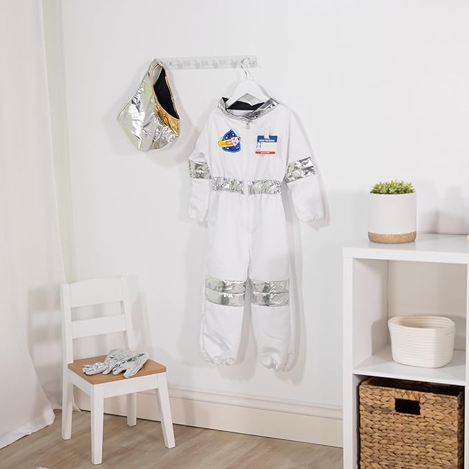 Melissa & Doug Astronaut Costume Role Play Space Set (5-Piece) - Jumpsuit, Helmet, Gloves, Name Tag - Pretend Astronaut Outfit with Realistic Accessories, Kids Dress Up for Toddlers & Children Ages 3+