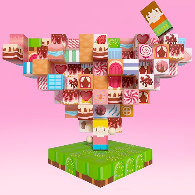 Magnetic Building Blocks,Magnetic Cubes Pink Princess Set for Kids Age 3+ Girls Stacking Building for Kids Magent Blocks Constrcution Preschool Learning Toys Birthday Gifts(150pcs 0.8inch)
