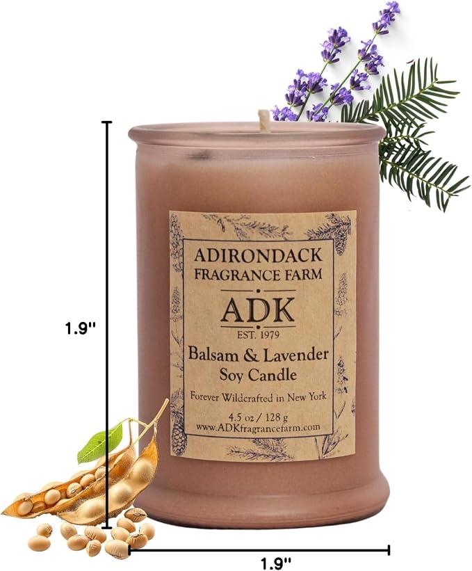 ADK Balsam & Lavender Scented Candle, 4.5 Oz Aromatherapy Candle, Proudly Poured in The USA, Natural Wax for Relaxation and Home Décor, for Gift, Kitchen, and Living Spaces | Proudly Poured in The USA, Natural Aromatherapy Wax for Relaxation, Home Déco...