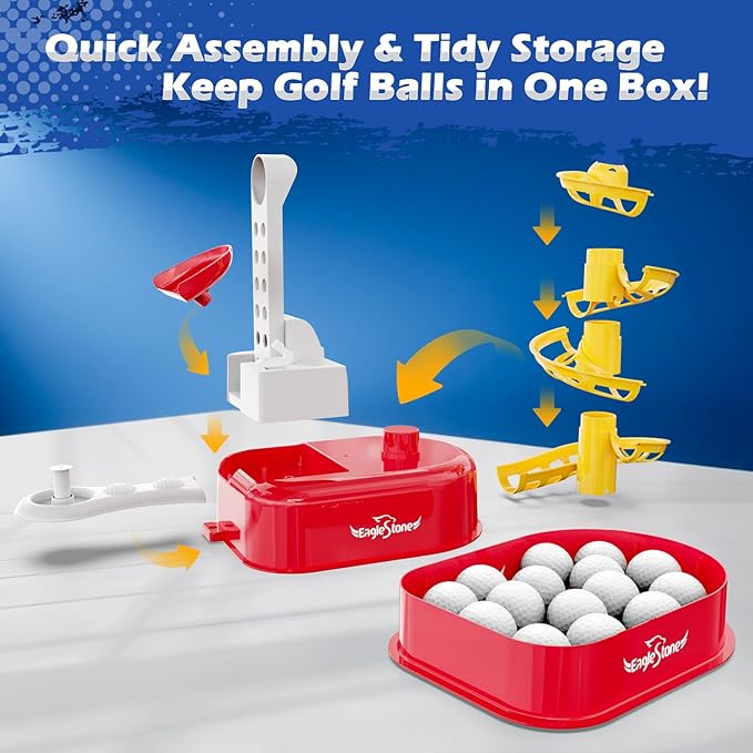 EagleStone Toddler Golf Set with Foot Pedal Launcher, Kids Golf Toy for Ages 3-8, Includes Adjustable Golf Club, 15 Balls & Golf Cart, Indoor&Outdoor Sports Gift for Boys and Girls