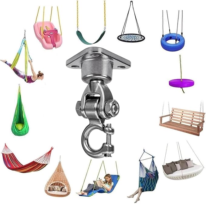 Heavy Duty Stainless Steel Swing Hanger with 360°+180°Rotation 1500LB Capacity,Triangular Fixation for Playground Hammock Chair,sandbag Porch Swing