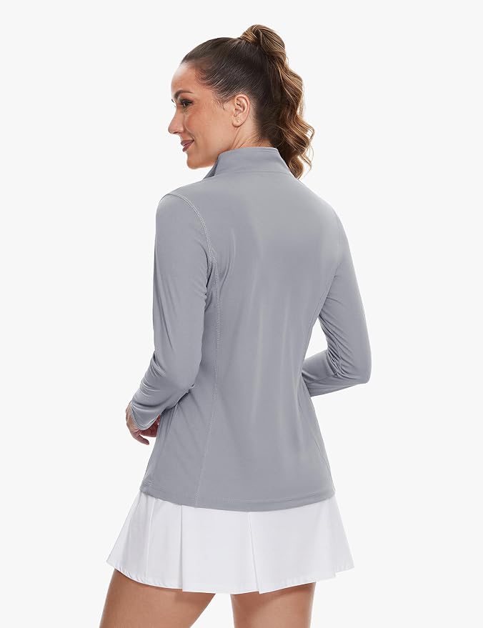 TACVASEN Women's Quarter Zip Pullover Golf Shirts UPF 50+ Long Sleeve Sun Shirts UV Protection Workout Tops