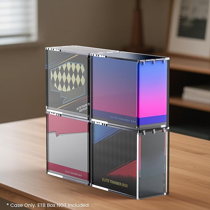 ETB Protector Case, 8mm + 5mm Thick Clear Acrylic Display Box with Strong Magnetic Lid, Moisture Resistant, Sturdy Storage & Display, Compatible with Elite Trainer Box (Box Not Included)