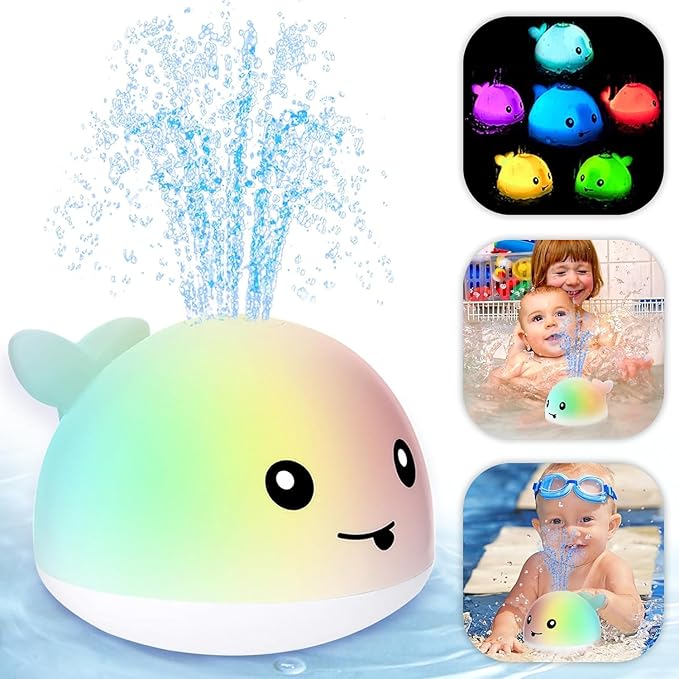 ZHENDUO Baby Bath Toys, Light Up Bath Toys, Sprinkler Bathtub Toys for Toddlers Infant Kids Boys, Automatic Spray Water Bath Toy, Pool Bathroom Baby Toy