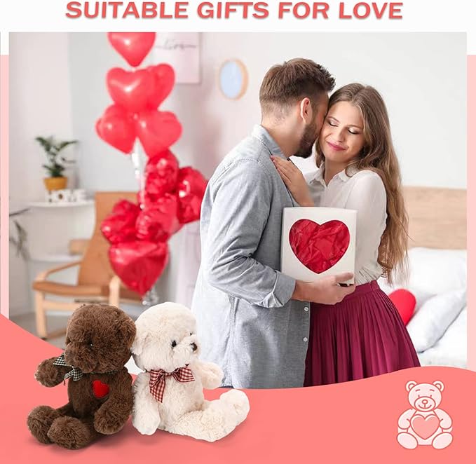 Small Teddy Bear with Heart Cute Brown Teddy Bear Stuffed Animal Soft Stuffed Bear Plush Bear Plushie Toys Gifts for Girlfriend Boyfriend Kid
