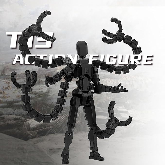 2PCS (Assembly Completed) T13 Action Figure Set, 3D Printed Action Figure,3D Printed Toys Stick Figure,Collectors Decorations for Game Lovers Toys (Black Blue)