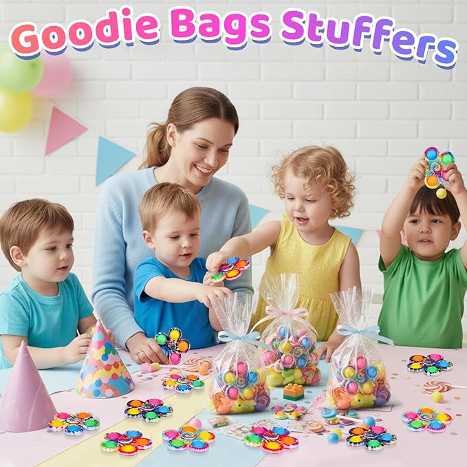 Gigilli 48 Pack Party Favors Fidget Spinners for Kids 4-8 8-12, Goodie Bags Stuffers for Kids 3-5, Pop Mini Fidget Toys Bulk Classroom Prizes, Toddler Birthday Party Gifts, Anxiety Autism Toy