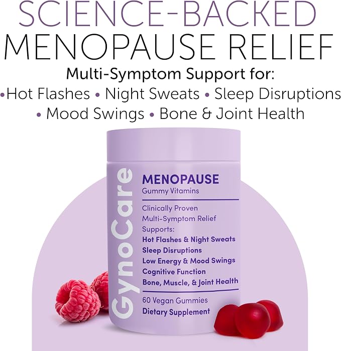 Menopause Gummies for Women | Menopause Gummy Vitamins | Relief for Hot Flashes, Night Sweats & Mood Swings | Helps Sleep Disruptions & Brain Function | 60 Vegan Gummies