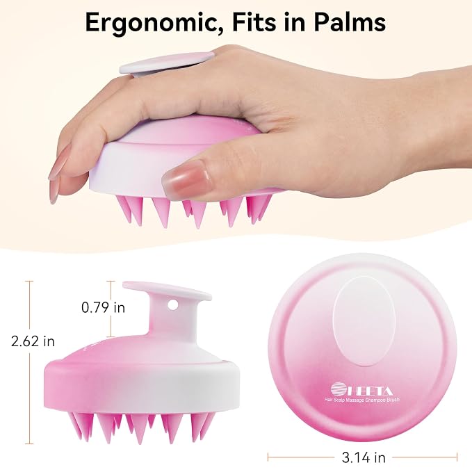 HEETA Scalp Massager Hair Growth, Soft Silicone Scalp Scrubber Shampoo Brush for Exfoliation, Dandruff Removal Head Massage Stress Relax, Wet & Dry Use for Thick Thin Curly Hair Care, Gradient Purple