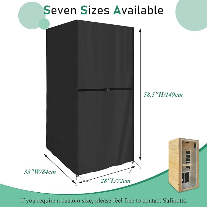 Outdoor Sauna Cover, Heavy Duty Waterproof Sauna Cover Compatible with Single Wood Infrared Home Room,(Black) (28"x 33"x 58.5")