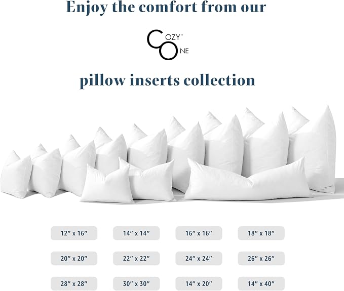 18x18 Feather Pillow Inserts Set of 2-100% Cotton Cover, Breathable and Skin Friendly - Decorative Throw Pillow Inserts for Sofa, Chairs, Beds, Benches (18x18 inch, White, Set of 2)