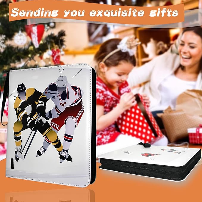 Hockey Card Binder, Trading Card Binder 9 Pocket with 50 Removable Sleeves Fits 900 Sport Cards, 3 Ring Card Holder Binder with Zipper, Collector Storage Album