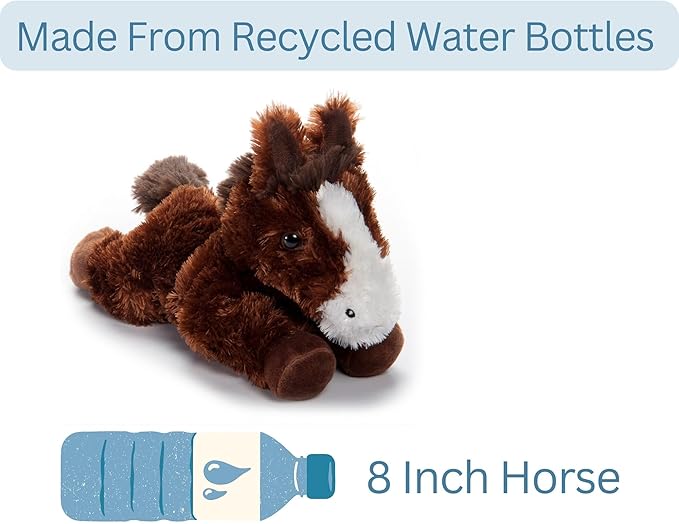 The Petting Zoo Horse Stuffed Animal Plushie, Gifts for Kids, Scoopz Wildlife Animals, Brown Horse Plush Toy, 8 inches