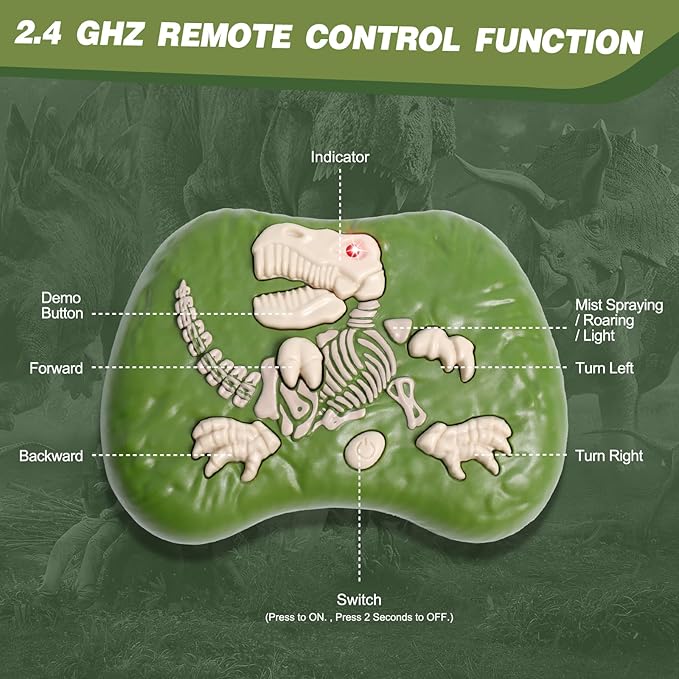 Sunrad Remote Control Dinosaur Toys for Kids 3-5 4-7 8-12 Year Old, Electronic RC Robot Dinosaur with Spray & Light & Roar, Realistic Walking T-Rex Toys Birthday Gifts for Boys Girls(Green)
