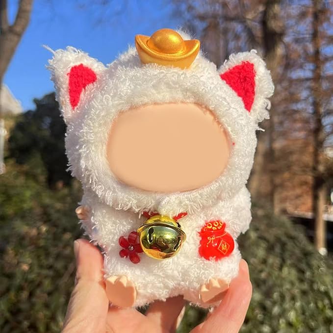Clothes for 15/17cm Doll (No Doll), Fashion Outfit Set - Hat + Jumpsuit + Bell, Cute Dress Up Accessories (Kitten)