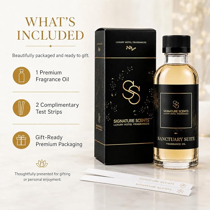 Signature Scents - Luxury Hotel Fragrances - Hotel Fragrance Oil - Diffuser Oil Blends for Aromatherapy (Sanctuary Suite) 4.05 Fl Oz (120ml)