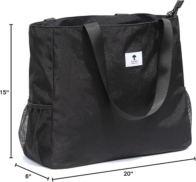 ESVAN LARGE BEACH BAG Water Resistant Lightweight 20 inch Women Oversize Tote Bag for Gym Beach Travel Pool Yoga Nurse