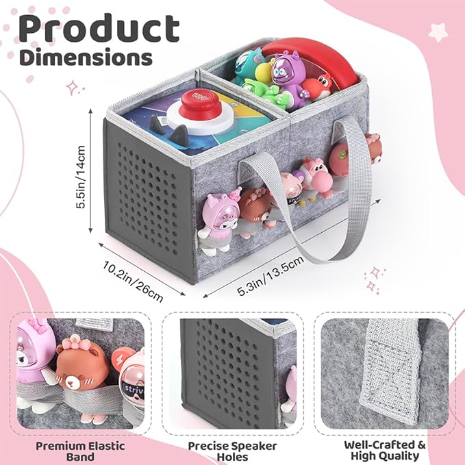 PISOSN Carrying Case for Toniebox Starter Set and Tonies Figurines, Travel Felt Cloth Musical Toy Folding Bag for Toniebox 2 & Accessories (Gray)