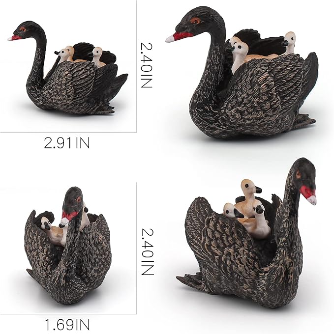 LC JoyCre Black Swan Figurine 3 Inch Big Black Goose Swan Toy Animal Figure for Toddlers Preschool Animals Figures Eduactional Project Diorama Model Toy for Kids 3 4 5 6