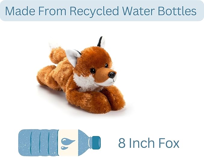 The Petting Zoo Red Fox Stuffed Animal Plushie, Gifts for Kids, Scoopz Wildlife Animals, Fox Plush Toy, 8 inches