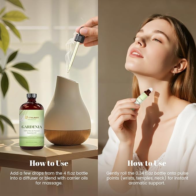 Gardenia Essential Oil — Gardenia Oils for Aromatherapy, Diffusers, Humidifiers, Home fragrances, DIY Skincare, Candle, Soap Making