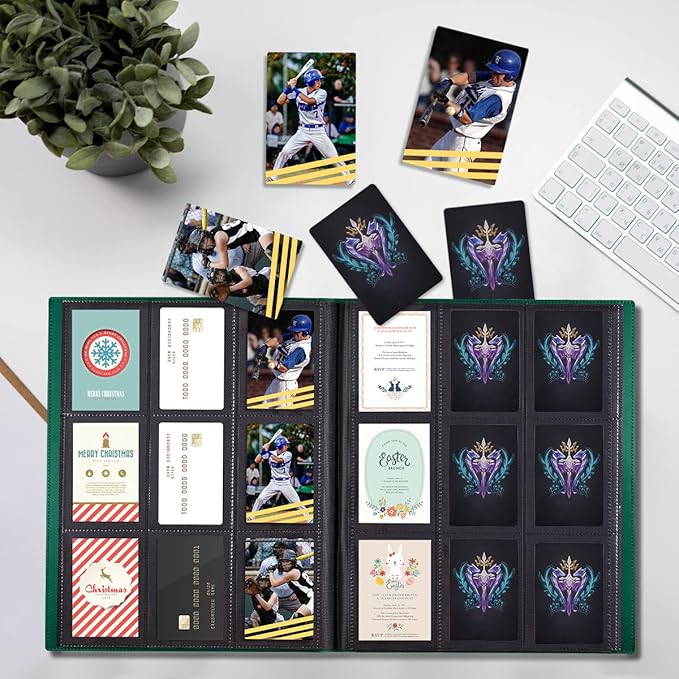 Card Binder, 360 Pockets Upgraded Trading Card Binders, Cards Collection Binder 9 Pocket, Side Loading Yugioh Binder Book Holder for MTG, TCG, Sport, Football, Baseball Collector Cards - Green