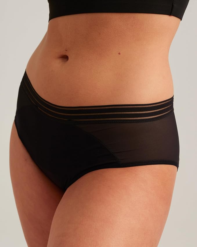 saalt Mesh Hipster Period Underwear | Mid-Rise Leak Proof Underwear for Women, Soft Breathable Fabric