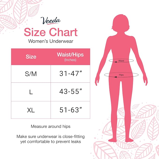 Veeda Natural Adult Incontinence Underwear for Women - Postpartum Underwear for Bladder Leakage Protection - Disposable Underwear with Maximum Absorbency - X-Large Size - 20 Count