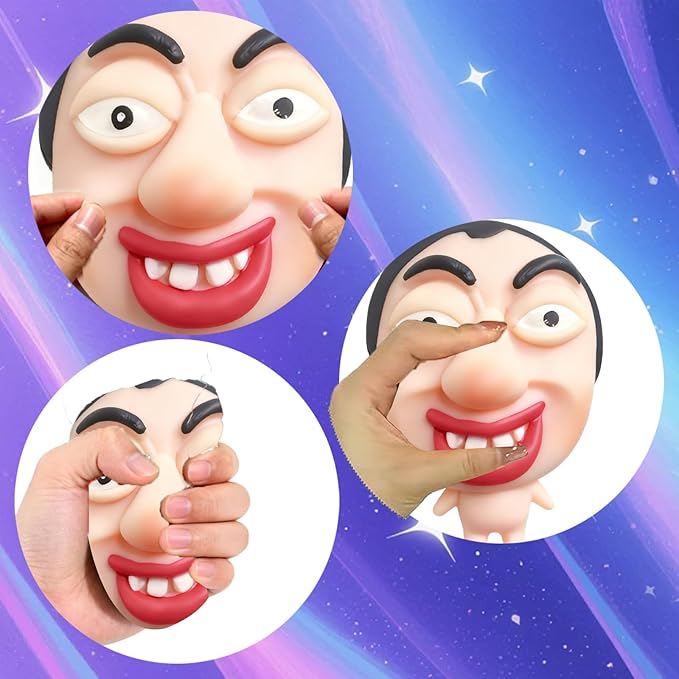 Pimple Popper Toy Set, Ultra Soft Cute Face Pimple Popping Fidget Toy, Refillable Pimple Toy with Sensory Cream, Silicone Squishy Squeeze Toy for Stress Relief & Anxiety Relief(ChompFace)