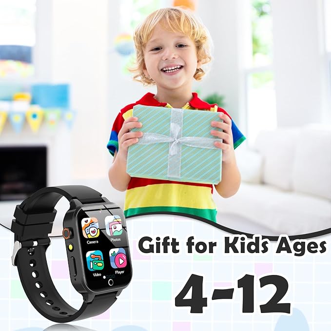 Kids Games Watch, with 26 Puzzle Games, Touch Screen, HD Camera, Alarm Clock, Toys for Ages 4-12 Years Old.Birthday Gift for Boys Girls (Black)