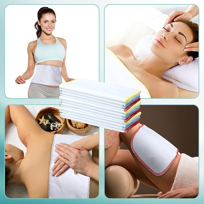 Newwiee 24 Pcs Castor Oil Pack Wrap Organic Cotton Flannel Reusable Washable Flannel Cloth Castor Oil Compress Pads for Entire Body Machine