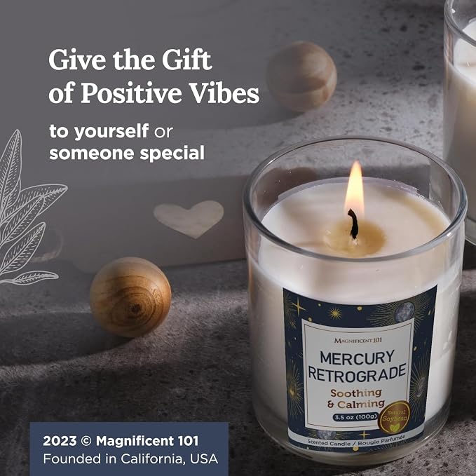 Magnificent 101 Mercury Retrograde Chakra Aromatherapy Candles - 3-Pack (3 x 3.5 Oz) Black - 42-Hour Burn, 100% Soy Wax - Smoke Remover & Manifestation Candle