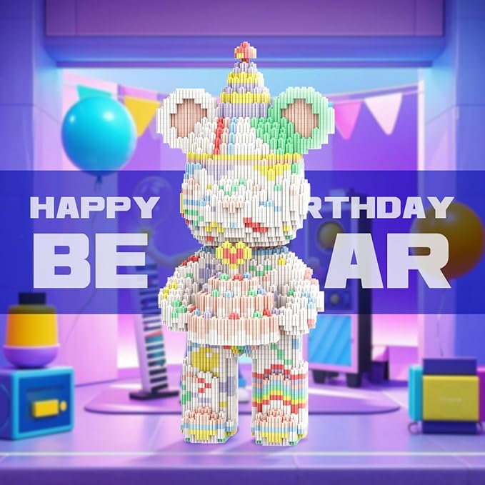 DAHONPA Animal Birthday Bear Micro Building Blocks Set (3680 Pieces) Gift for Adults and Kids