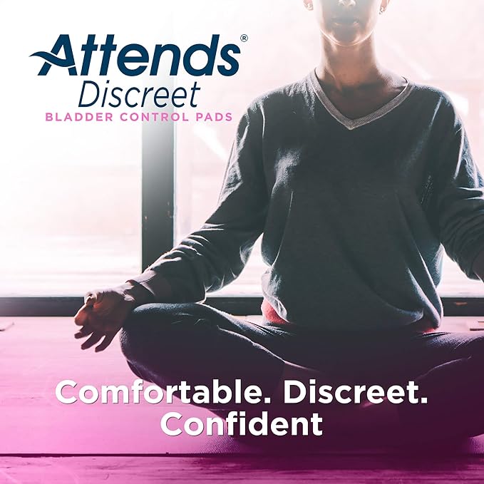 Attends Discreet Bladder Control Pad, 9 Inch Length Light Absorbency Polymer One Size Fits Most Female Disposable, ADPTHIN - Pack of 20