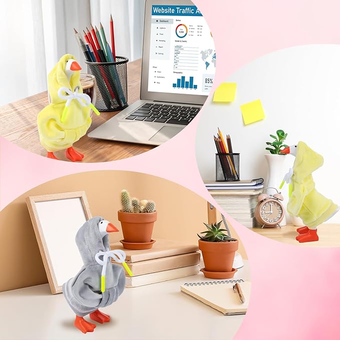 2 Pcs Desk Goose Outfits 7 Inches, Mini Desk Goose Clothes Hoodies 7 Inch Porch Goose Costume Desk Goose Accessories for Magnetic Goose Statue Table Decor (Grey & Yellow)