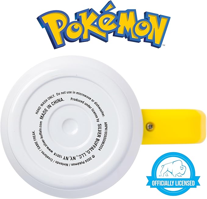Silver Buffalo Pokémon Double Walled Stainless Steel Tumbler with Handle Featuring Pikachu, Fits in Standard Cup Holder, 40 Ounces