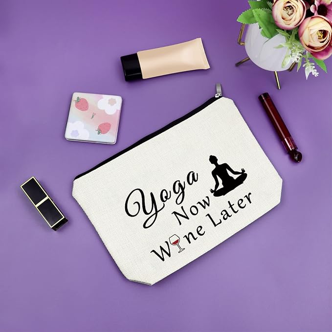 Sazuwu Yoga Gifts for Women Makeup Bag Meditation Birthday Gifts for Yoga Lovers Cosmetic Travel Pouch Christmas Retirement Present