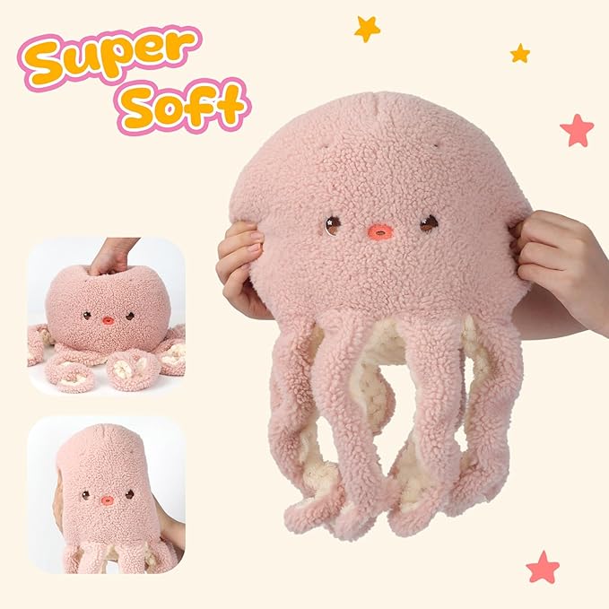 Pink Octopus Plush Pillow Soft Stuffed Animal Toy Cute Octopus Plush Toy Birthday Christmas Festival Gifts for Kids