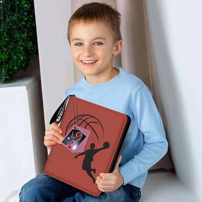 Basketball Card Binder 440 Pocket, Sports Card Binder with Card Display Design, Premium Card Ablums with Sports Pattern Wristband Fit for Basketball Cards 2025-2026