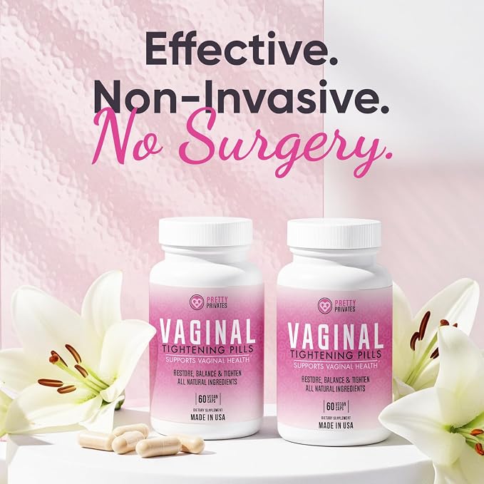 Pretty Privates Vaginal Moisture & Tightening Pills, 60 Capsules | With Kacip Fatimah, Manjakani, Kayu Rapet & Noni Fruit for elasticity, moisture and wetness support and pH balance.