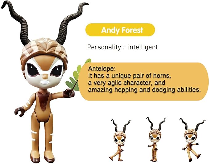 PLENTY MORE Forest Animal Theme Series Action Figure - 3.5 inches / 8cm Collectible Action Figure, Creative Forest Animal Toy, Educational & Fun Play for Ages 3+, Safe & Non-Toxic (Andy Forest)