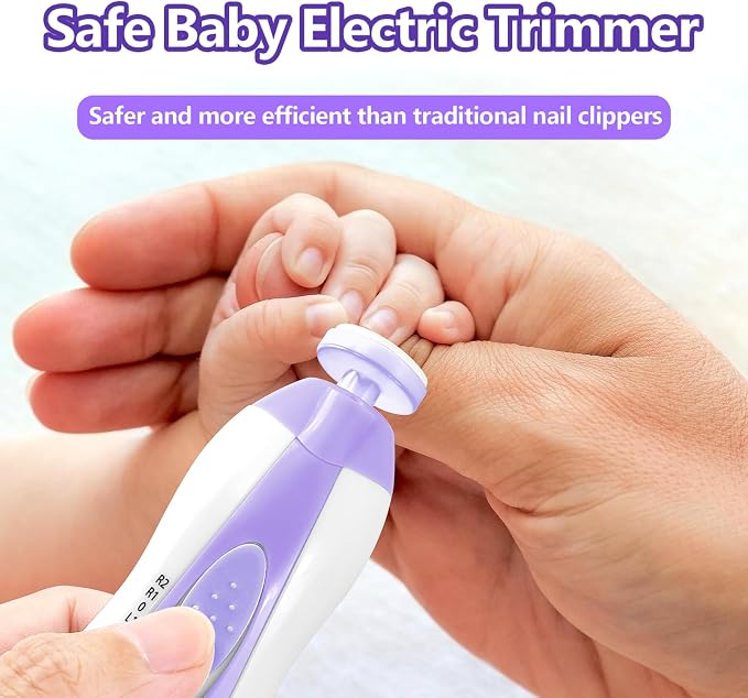 Qunlions life Baby Nail Trimmer Electric, 6 in 1 Rechargeable Baby Nail Clippers Manicure Set Grooming Kit for Toddler Infant or Adults (Purple)