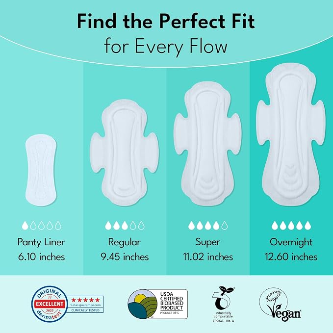 Sparkle Sanitary Pads for Women, Plant-Based Maxi Pads with Wings | Feminine Pads | Organic Pads | Period Pad Softer Than Cotton Pads, Medium Absorbency, Unscented (Super Pads, 10 Count)