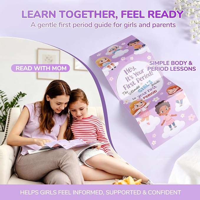 First Period Kit for Girls 9-12, Period Kits for Girls, Period Starter for Tweens & Teens, Period Comfort Kits with Heating Pad for Pain Relief, Tween Menstrual Starter Kits