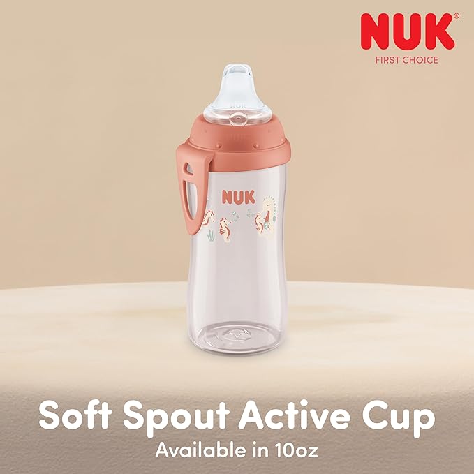 NUK First Choice Finding Nemo Active Cup 2.0, 10 oz. Soft Spout Sippy Cup with On-The-Go Carry Clip, Lightweight, Leak Proof, Spill Proof Cup, 2-Pack