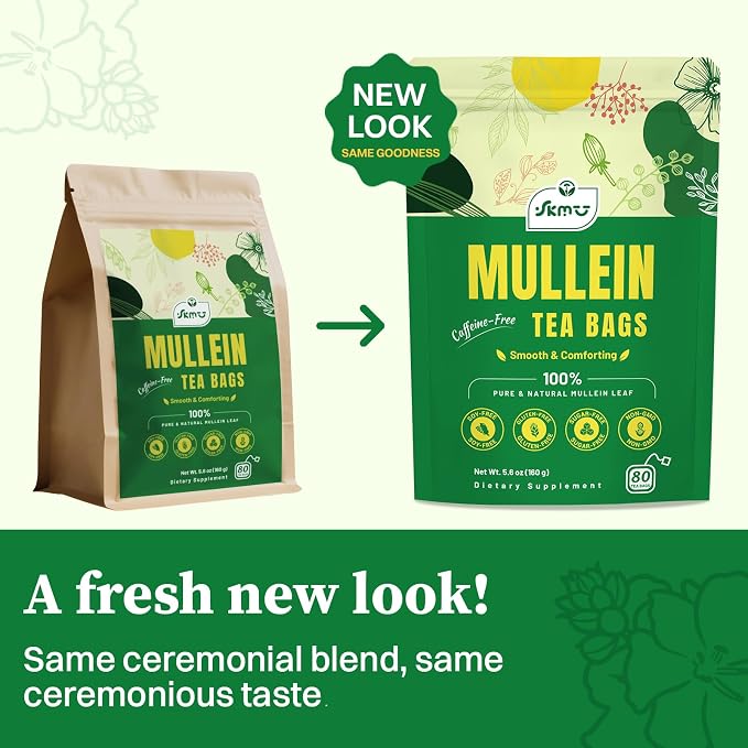 SKMTT Mullein Tea Bags for Lungs, 80 Count | Premium Mullein Leaves, Respiratory Support, Caffeine Free, No Additives